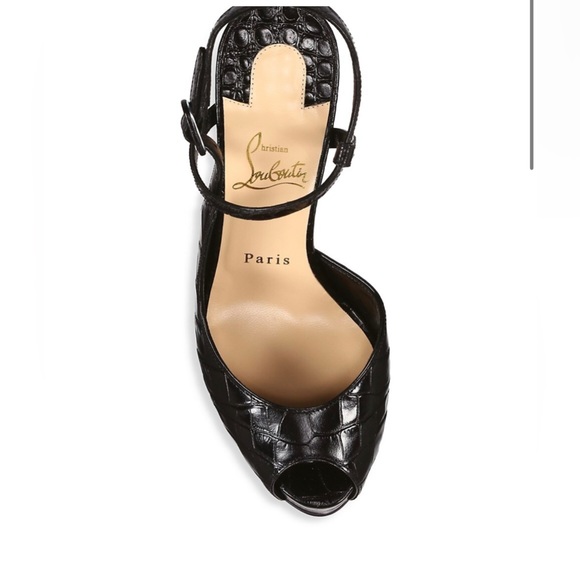 CHRISTIAN LOUBOUTIN Jenlove Alta Leather Croc Embossed Peep Toe Pumps - Picture 4 of 10